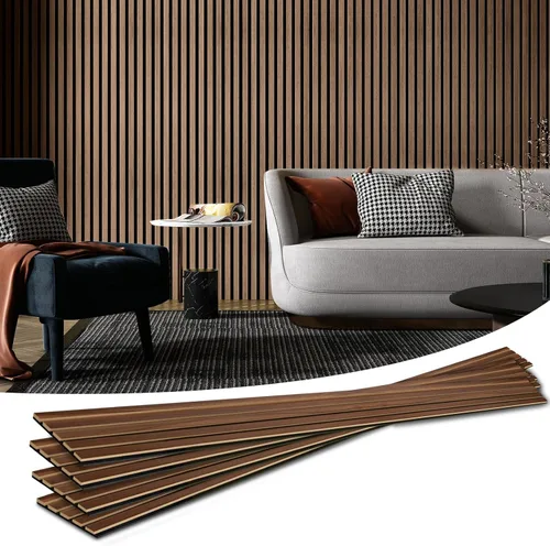 Vista 11 de Art3d Paquete de 2 paneles acústicos de listones de madera de 104" x 15.75" para pared y techo, paneles modernos estriados de absorción de sonido