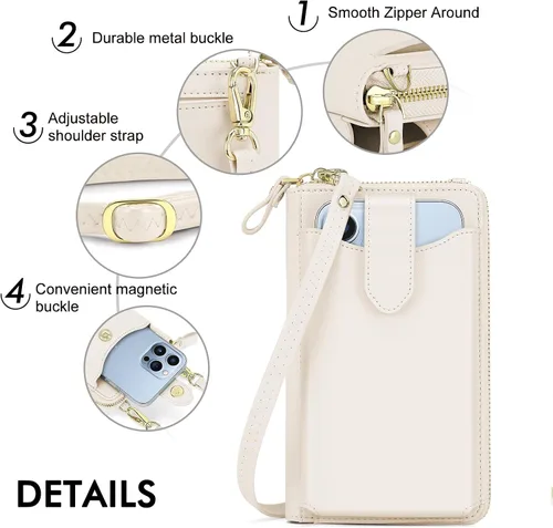 Vista 4 de Peacocktion - Bolso pequeño para teléfono celular, para mujeres, minibolso de hombro ligero para cruzarse por el cuello, con ranuras para tarjetas
