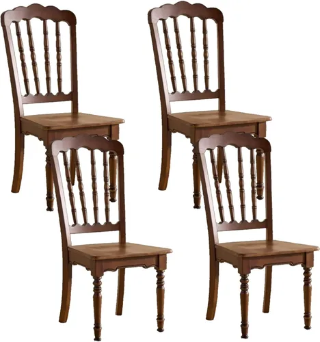 Vista 26 de Wooden Dining Chairs Set of 4 Upholstered Kitchen Chair with Slatted Backrest, Classic Armless Dining Chair for Restaurants/Kitchens(Fabric Cushion