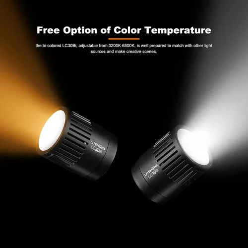 Vista 5 de Godox Litemons - Luz LED de mesa con soporte y cable de alimentación, 3200K-6500K 38W luz de video LED bicolor, CRI 95+/TLCl 96+, 11 efectos de luz