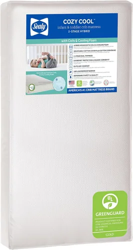 Vista 3 de Sealy Baby Colchón híbrido acogedor y transpirable para cuna, certificado GREENGUARD Gold, fabricado en Estados Unidos, espuma refrescante, 2