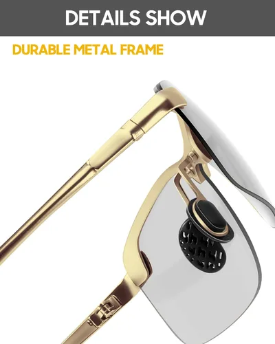 Vista 3 de TJUTR Lentes de sol fotocromáticos polarizados para hombre, lentes de conducción de día y noche, antirreflejos, ideales para condiciones de luz baja