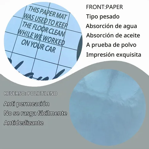 Vista 6 de Alfombrillas de papel blancas para automóvil, 100 almohadillas desechables para vehículos, protector temporal de suelo de automóviles, protector