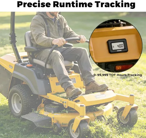 Vista 2 de Runleader Kit de medidor de horas LCD digital, AC/DC 5V a 277V, uso para cortacésped ZTR, generador de tractor, carrito de golf, club, coche