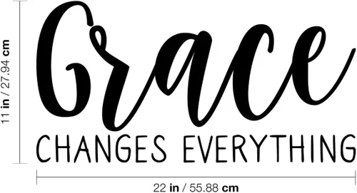 Vista 3 de Calcomanía de vinilo para pared, Grace Changes Everything, 11 x 22 pulgadas, moderna, minimalista, bonita, con cita cursiva para el hogar
