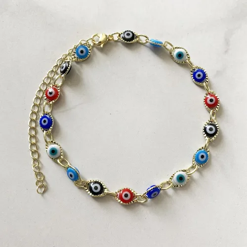 Vista 2 de Dainty Evil Eye Bracelets for Women,14K Gold Evil Eye Chain Bracelet for Girls