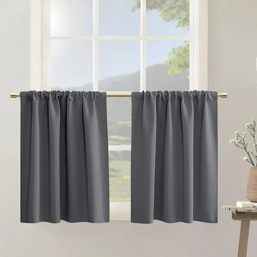 Vista 24 de PANELSBURG - Cortinas de cocina para ventanas, cortinas cortas térmicas aisladas de invierno para puerta con ventana, 24 pulgadas de largo, beige