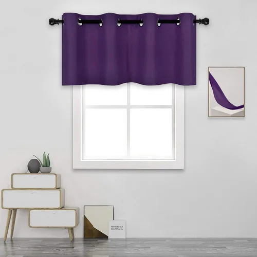 Vista 61 de DECOVSUN Cenefa de cortina opaca amarilla brillante para ventanas de cocina, cenefa opaca con ojales para dormitorio, cenefa corta y recta para sala