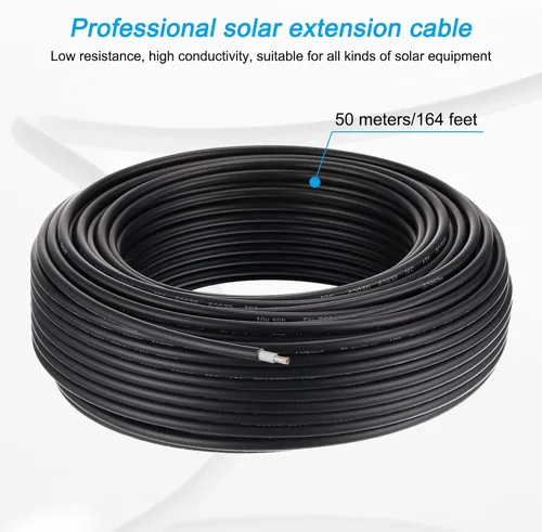 Vista 2 de MECCANIXITY Cable de panel solar de 164 pies 10AWG 6mm2, extensión de cable solar estañado, alambre de cobre negro, para RV, barco, panel solar