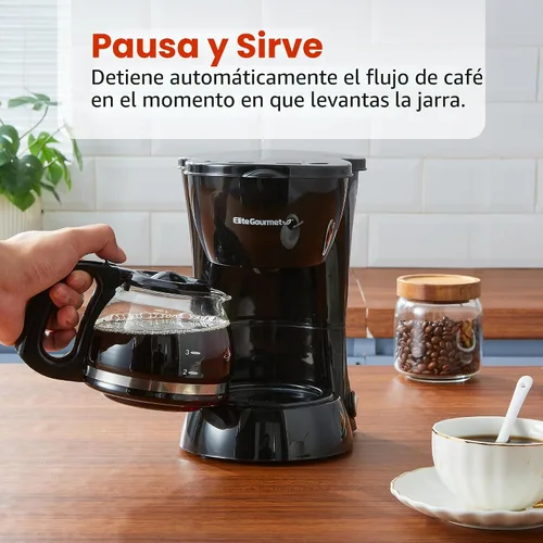 Vista 6 de Elite Gourmet EHC4128 Cafetera automática de 4 tazas para preparar y gotear con pausa y servir, jarra de vidrio, filtro reutilizable, interruptor