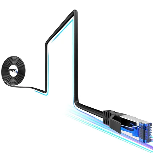 Vista 8 de Cable Ethernet plano Cat8 de 3 pies para interiores y exteriores, cable Ethernet ultrafino invisible de alta velocidad de 40 Gbps 2000 Mhz, cable