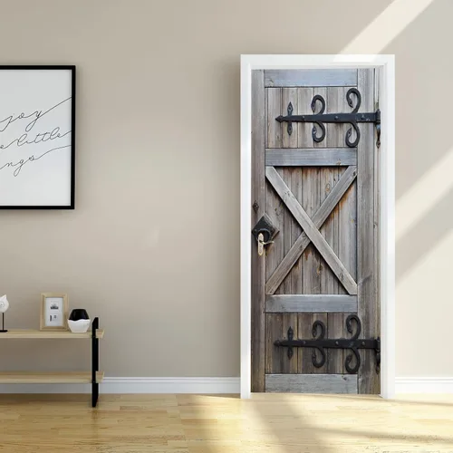 Vista 14 de Artfanke - Adhesivo 3D realista para puerta de grano de madera, despegar y a2087
