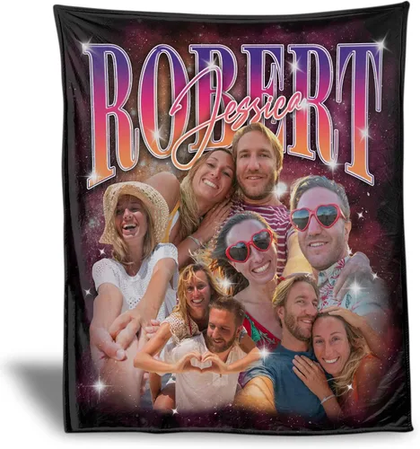 Vista 44 de Manta Personalizada de Fotos y Mensajes Collage Manta Throw - Perfecta para el Día de San Valentín para Ella, Él, Amigos - Foto Personalizada