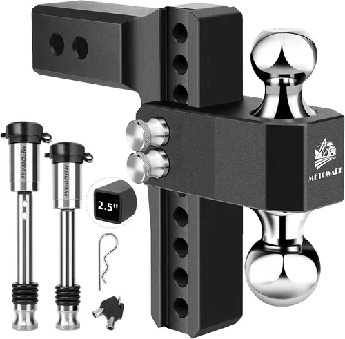 Vista 14 de METOWARE Enganche de remolque ajustable - Enganche de caída de aluminio para receptor de 2.5 pulgadas - Enganche de remolque de servicio pesado