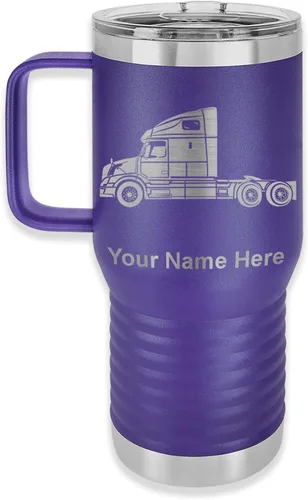 Vista 34 de LaserGram Taza de café aislada al vacío de 15 onzas, cabina de camión, grabado personalizado incluido (negro)