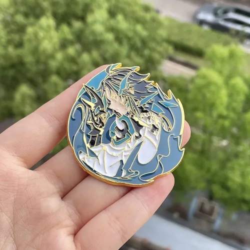Vista 2 de Broche de pines esmaltados de la serie de juegos, colección de pines de solapa de metal para cosplay, anime Genshin Merch Keqing Xiao exquisitos