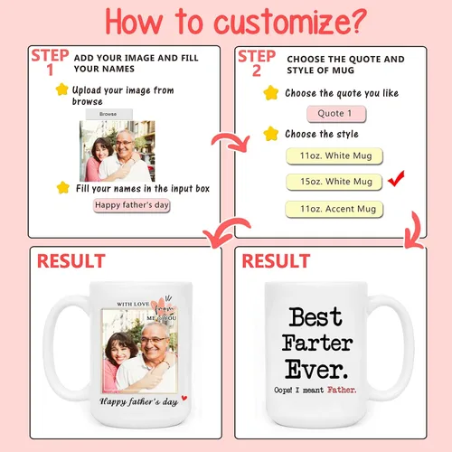 Vista 2 de SANTANNA Taza personalizada con texto en inglés "Friends Distance (¡Awesome Dad You Are!)