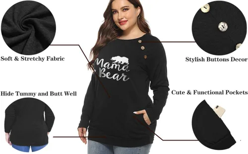 Vista 4 de VISLILY Camisa casual de manga larga con botones y bolsillos para mujer