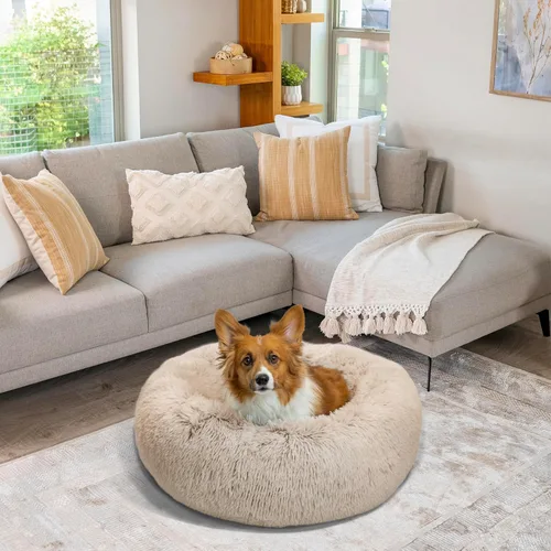 Vista 84 de Best Friends by Sheri - The Original Calming Donut - Cama calmante en forma de dona para perros y gatos - Pelo largo, azul bebé, M, 30 x 30 pulgadas