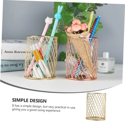 Vista 8 de NUOBESTY Soporte creativo de la pluma del escritorio del metal para el cepillo del maquillaje de los artículos de papelería blanco organizar