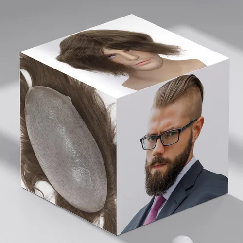 Vista 10 de toupee tupé para hombres 0.002 in ultra suave, transparente, piel fina, toda línea capilar natural con bucle en V para hombre, pelucas de sistemas