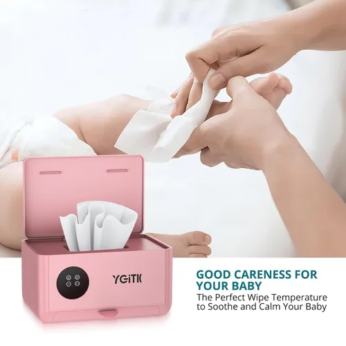Vista 6 de Calentador portátil de toallitas para bebés: doble capa con máscara facial, calentador de toallitas húmedas, temperatura ajustable de 4 niveles