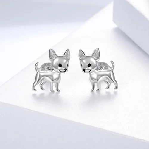 Vista 5 de Sterling Silver Dogs Stud Earrings Beagle Corgi Chihuahua Dachshund French Bulldog German Shepherd Poodle Mom Breed Puppy Jewelry for Daughter
