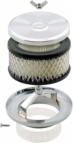 Vista 3 de Mr. Gasket 4354 Limpiador de Aire - Plato Profundo - 4 Pulgadas x 2 Pulgadas - Cromado