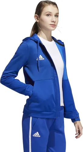 Vista 6 de Adidas Women's TI FZ Full-Zip Jacket, Moisture Wicking - Navy BlueWhite