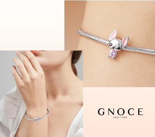 Vista 4 de GNOCE Abalorio de plata de ley con diseño de búho chihuahua, corazón de búho, pulsera o collar para mujeres, niñas, esposa e hija