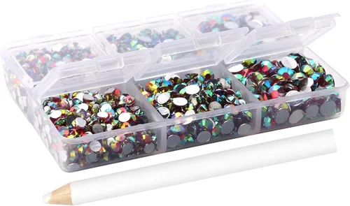 Vista 14 de Juego de diamantes de imitación de varios tamaños de 0.118 in, 0.157 in y 0.197 in para uñas, manualidades, diamantes de imitación de cristal