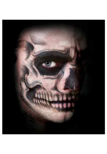 Vista 2 de Tatuaje temporal de cara de calavera Multicolor