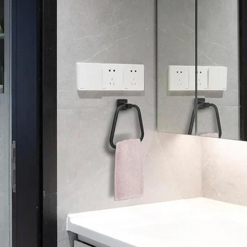 Vista 6 de Toallero para pared de baño, toallero de mano de acero inoxidable, resistente para baño, cocina (negro)