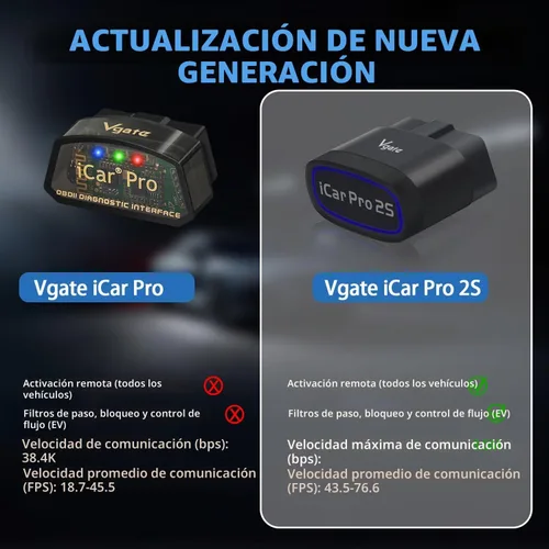 Vista 5 de Vgate iCar Pro 2S - Escáner Bluetooth OBD2, herramienta de diagnóstico de coche, lector de código para Android, iOS y Windows, color negro