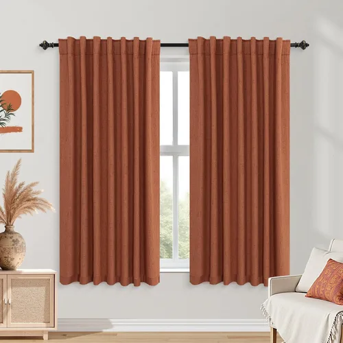 Vista 21 de KOUFALL - Cortinas de medio estilo francés de lino para ventana, juego de 2 cortinas cortas de 40 pulgadas de longitud, para privacidad, cortinas