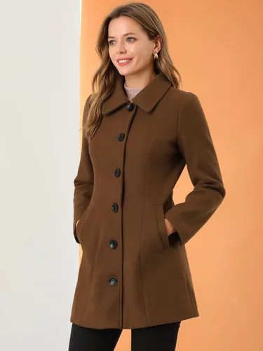 Vista 3 de Allegra K Abrigo largo cálido de invierno para mujer