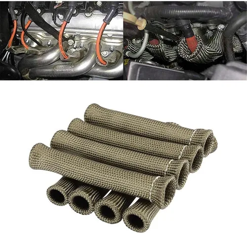 Vista 9 de Cable de bujía, protección térmica, manga de calor, protección de cable de bujía, cinta térmica de alta temperatura de 2500 grados, paquete de 8 Azul
