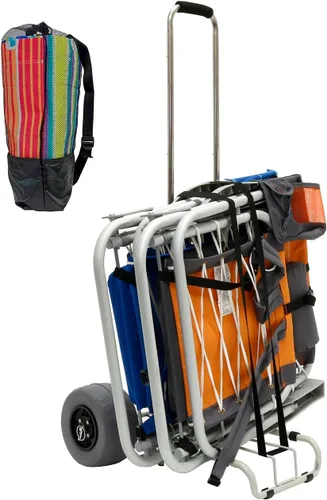 Vista 2 de Mini carrito de playa para arena con ruedas de globo, carrito de playa fácil de enrollar para todos los terrenos