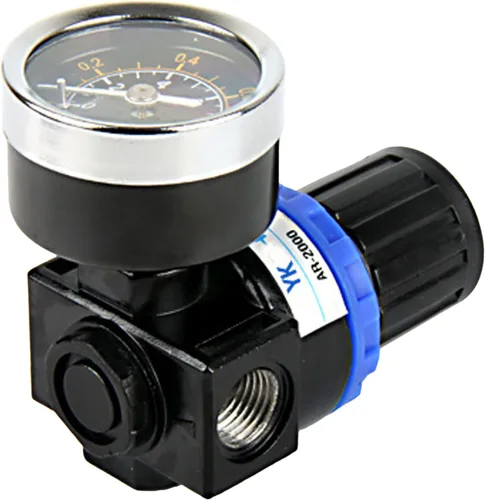 Vista 7 de Regulador de compresor de control de alivio de presión de aire neumático ajustable-válvula con ajuste de manómetro AR2000 G1/4 '' Elevalunas Lado