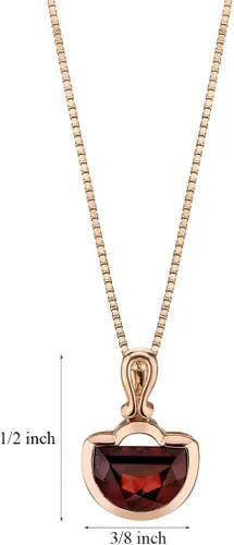 Vista 2 de Peora Colgante de granate para mujer oro rosa de 14 quilates solitario con forma de media luna piedra natal auténtica 450 quilates de 0472 x 0315in