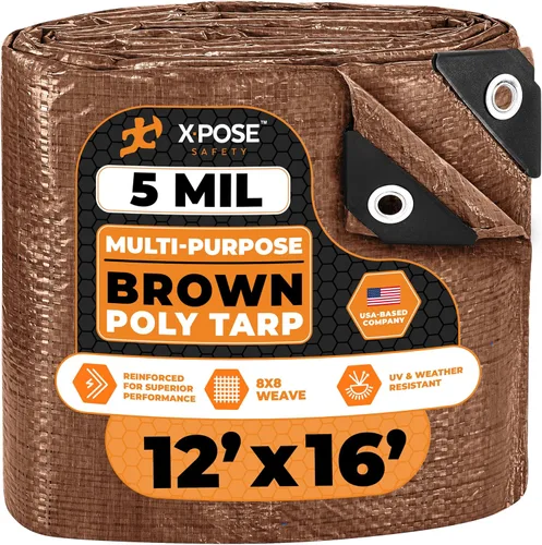 Vista 14 de Xpose Safety - Lona de polietileno ligera azul – Funda protectora multiusos, paño de goteo – duradero, impermeable, resistente a la intemperie