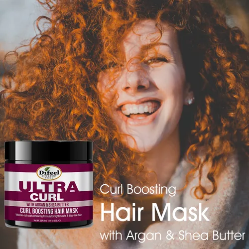 Vista 3 de Difeel Ultra Curl con argán y manteca de karité, mascarilla para el cabello que aumenta el rizo, 12 onzas