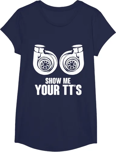 Vista 64 de Funny Show Me Your TT's Twin Turbo Car Racing Camiseta, Negro, S