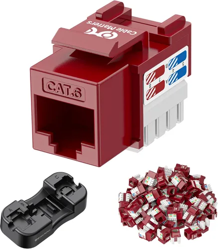 Vista 9 de [Con certificado UL] Paquete de 25 enchufes Keystone de presión Cable Matters Cat6 RJ45, Negro