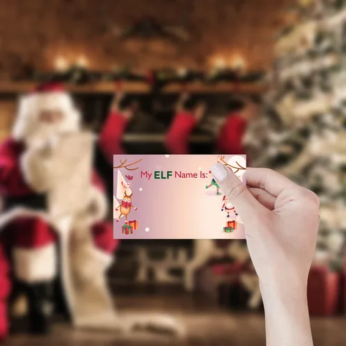 Vista 3 de Letrero de juegos de Navidad: juego con nombre de elfo ¿cuál es tu elfo, juegos de Navidad para familias, juegos de fiesta de Navidad