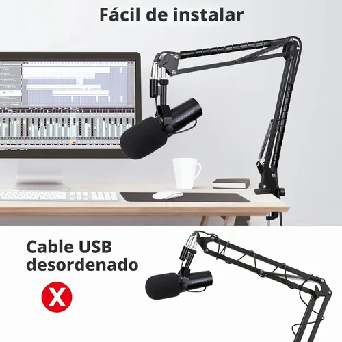 Vista 2 de SUNMON Shure SM7dB - Soporte de micrófono con brazo de brazo – brazo de micrófono con cubierta de micrófono de espuma compatible con Shure SM7dB