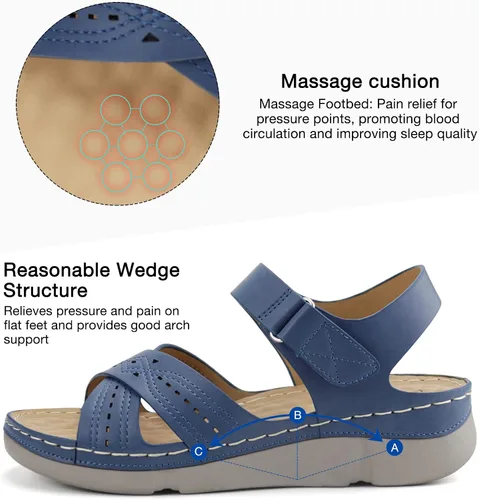 Vista 2 de Ortho+rest Sandalias ortopédicas para mujer, con soporte de arco, cómodas sandalias ortopédicas para caminar