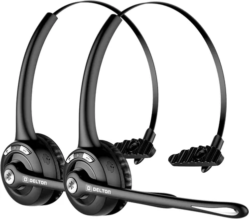 Vista 11 de Delton Auriculares Bluetooth Trucker 10X, auriculares inalámbricos con micrófono, sobre la cabeza con micrófono para Skype, centros de llamadas