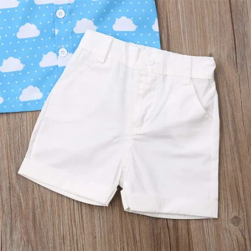 Vista 43 de Conjunto de camisa de manga corta con botones y pantalones cortos casuales con diseño de flamingo, para bebés y niños de 1 a 6 años, atuendos