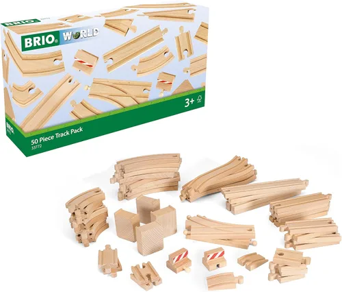 Vista 2 de Brio 33772 Paquete especial de rieles 50 piezas de pistas de madera y accesorios de tren para niños de 3 años en adelante y puente de viaducto